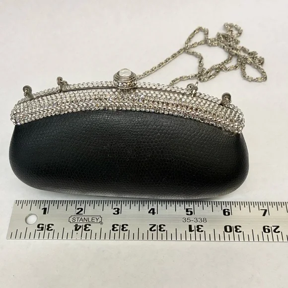 Daniella Tiny Purse W/ Rhinestones Handle & Cross-body Chain - Picture 3 of 7